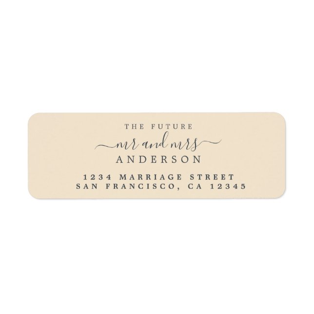 Chic Script Future Mr Mrs Wedding Return Address Label (Front)