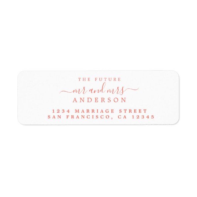 Chic Script Future Mr Mrs Wedding Return Address Label (Front)