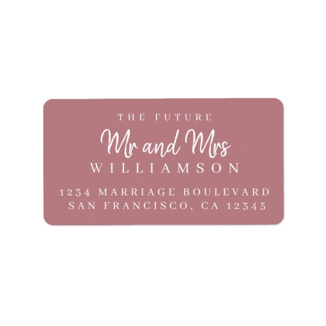 Chic Script Future Mr Mrs Wedding Return Address Label (Front)