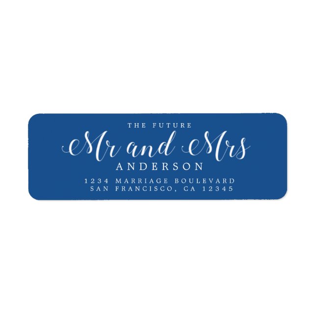 Chic Script Future Mr Mrs Wedding Return Address Label (Front)
