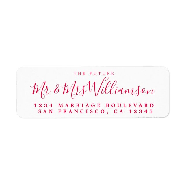 Chic Script Future Mr Mrs Wedding Return Address Label (Front)