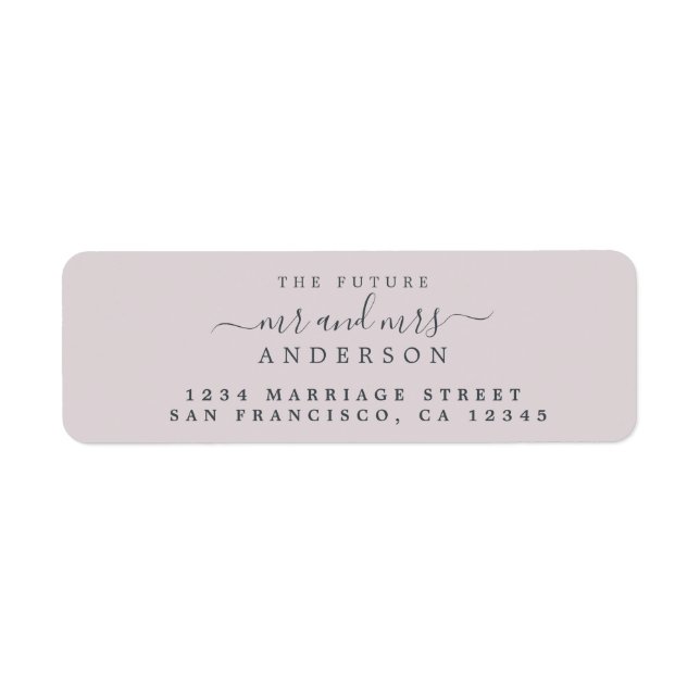 Chic Script Future Mr Mrs Wedding Return Address Label (Front)