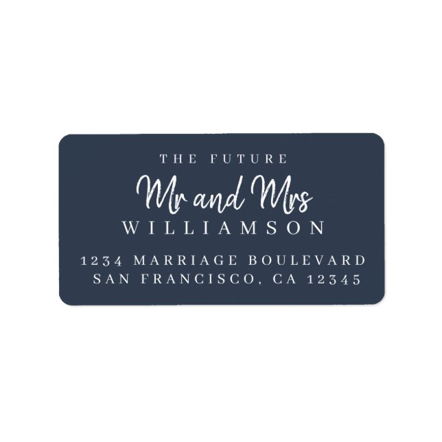 Chic Script Future Mr Mrs Wedding Return Address Label (Front)