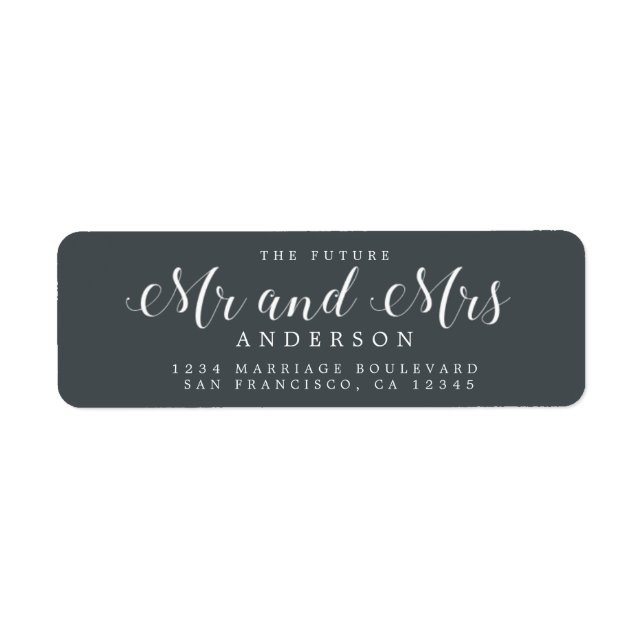Chic Script Future Mr Mrs Wedding Return Address Label (Front)