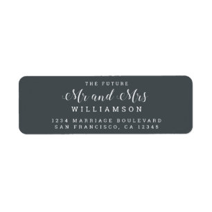 Chic Script Future Mr Mrs Wedding Return Address Label
