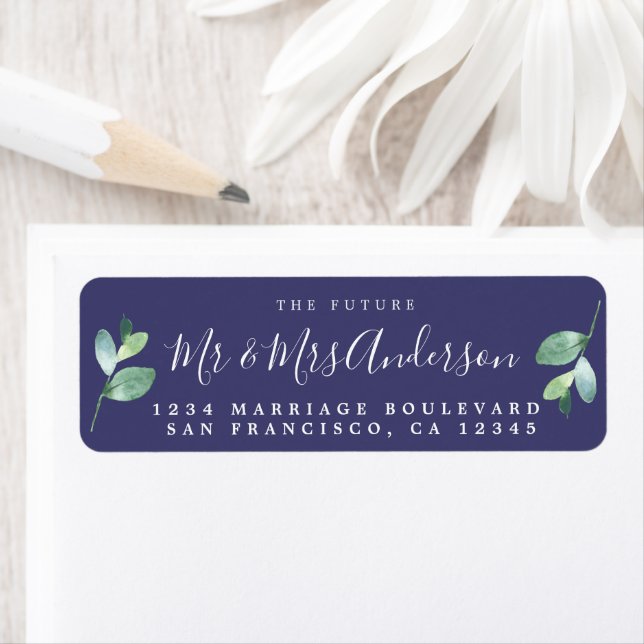 Chic Script Future Mr Mrs Wedding Return Address Label (Insitu)