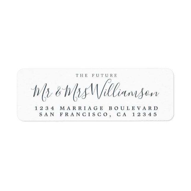 Chic Script Future Mr Mrs Wedding Return Address Label (Front)