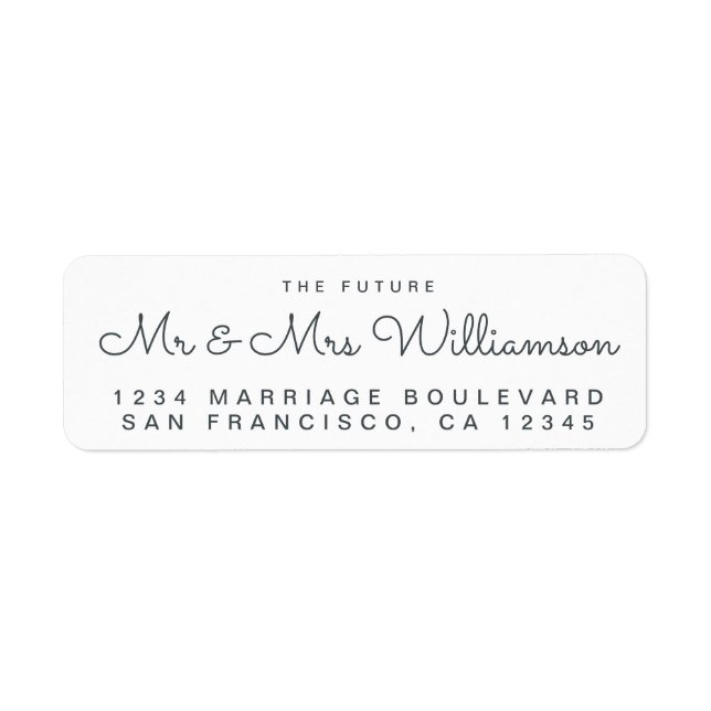 Chic Script Future Mr Mrs Wedding Return Address Label (Front)