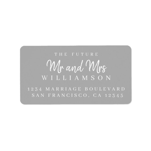 Chic Script Future Mr Mrs Wedding Return Address Label (Front)
