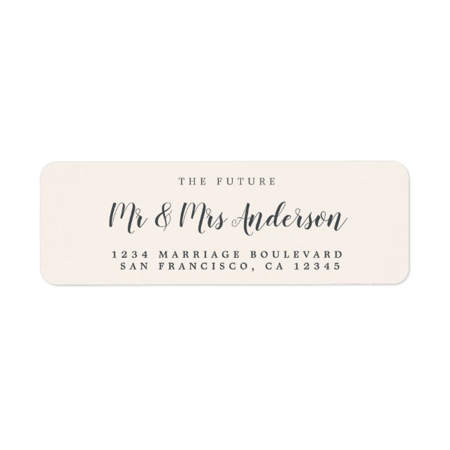 Chic Script Future Mr Mrs Wedding Return Address Label (Front)