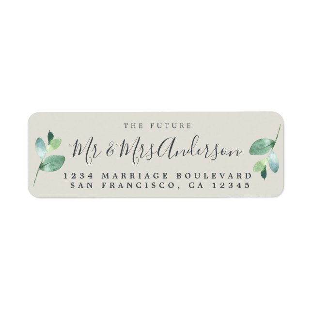 Chic Script Future Mr Mrs Wedding Return Address Label (Front)