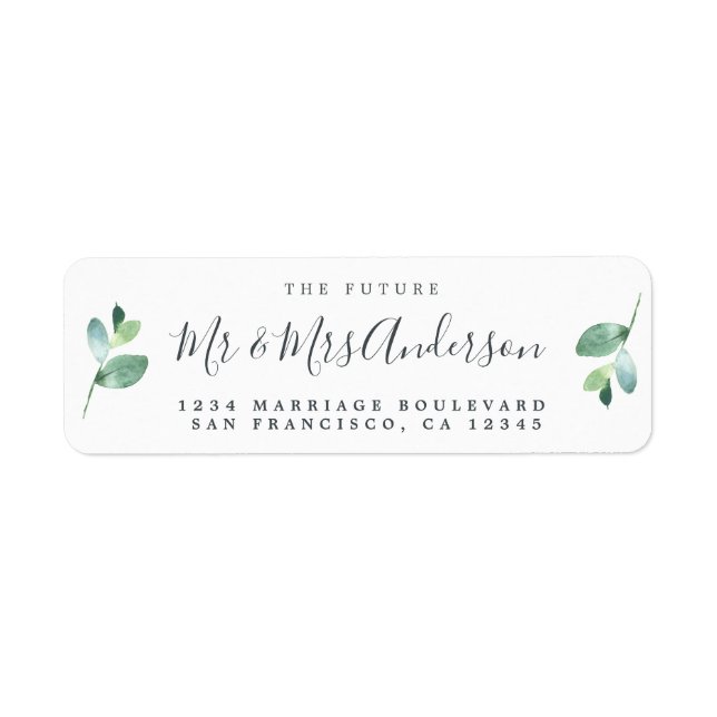 Chic Script Future Mr Mrs Wedding Return Address Label (Front)