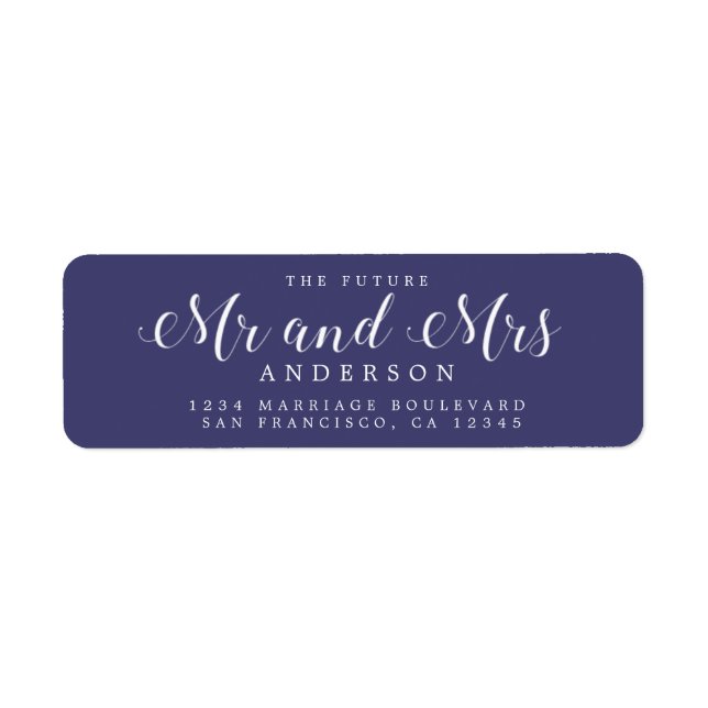 Chic Script Future Mr Mrs Wedding Return Address Label (Front)