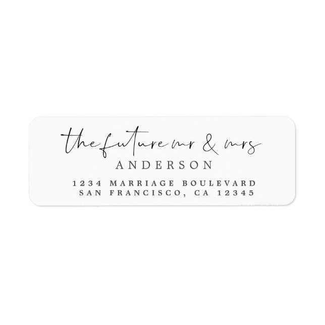 Chic Script Future Mr Mrs Wedding Return Address Label (Front)