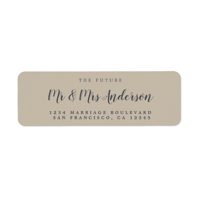 Chic Script Future Mr Mrs Wedding Return Address Label (Front)