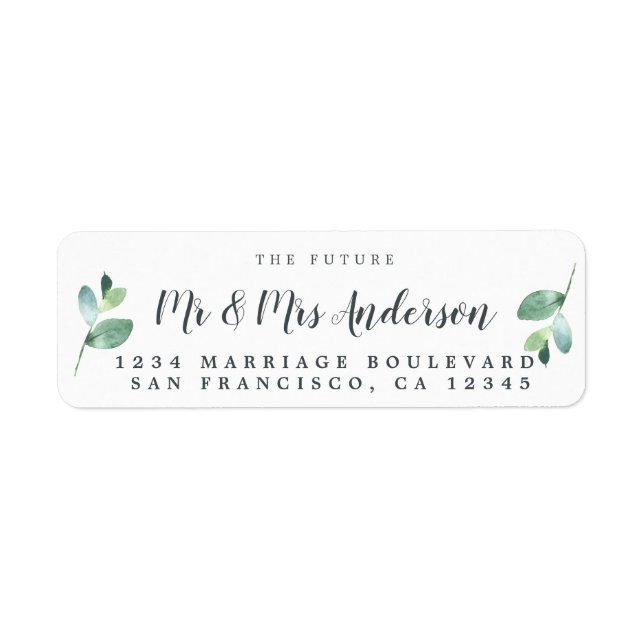 Chic Script Future Mr Mrs Wedding Return Address Label (Front)