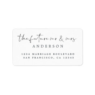 Chic Script Future Mr Mrs Wedding Return Address Label