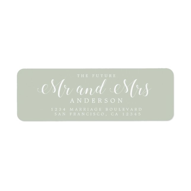 Chic Script Future Mr Mrs Wedding Return Address Label (Front)