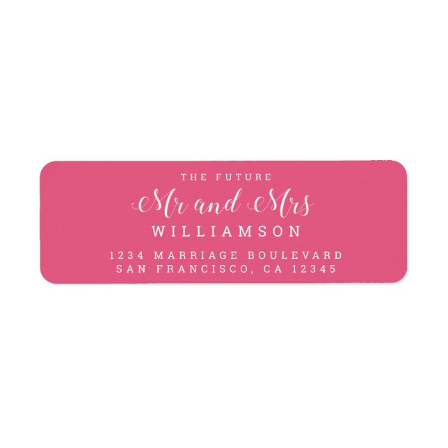 Chic Script Future Mr Mrs Wedding Return Address Label (Front)