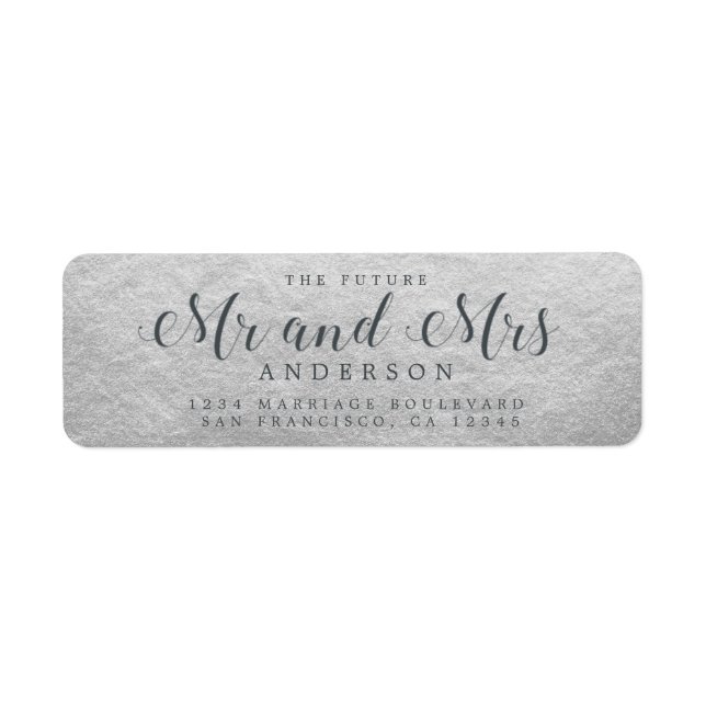 Chic Script Future Mr Mrs Wedding Return Address Label (Front)