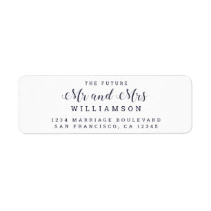 Chic Script Future Mr Mrs Wedding Return Address Label