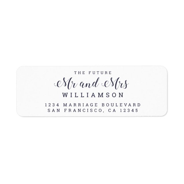Chic Script Future Mr Mrs Wedding Return Address Label (Front)