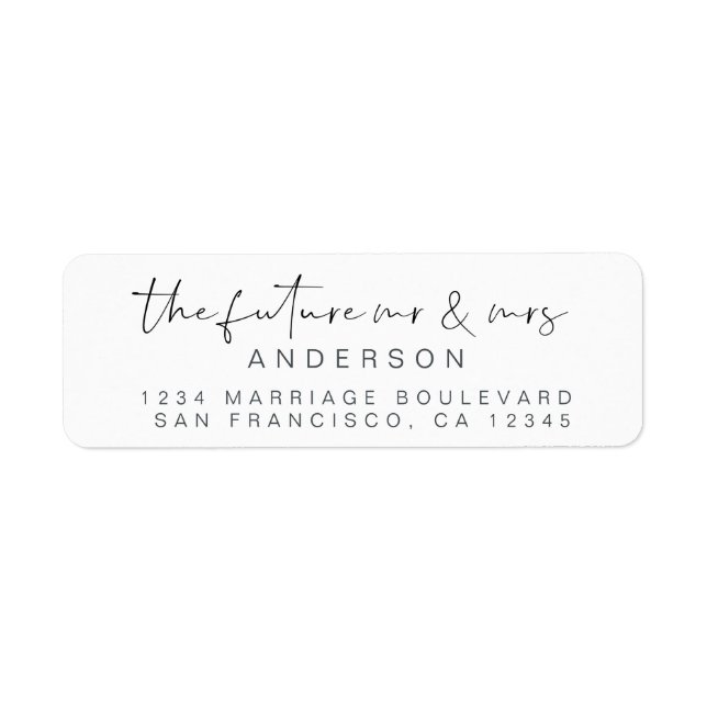 Chic Script Future Mr Mrs Wedding Return Address Label (Front)