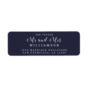 Chic Script Future Mr Mrs Wedding Return Address Return Address Label