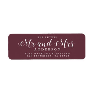 Chic Script Future Mr Mrs Wedding Return Address Return Address Label