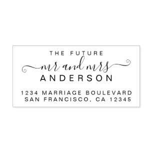 Chic Script Future Mr Mrs Wedding Return Address Rubber Stamp