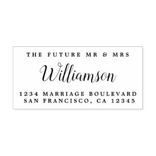 Chic Script Future Mr Mrs Wedding Return Address Rubber Stamp