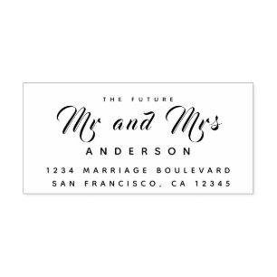 Chic Script Future Mr Mrs Wedding Return Address Rubber Stamp