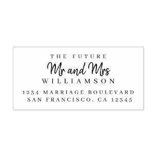 Chic Script Future Mr Mrs Wedding Return Address Rubber Stamp