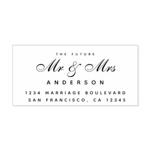 Chic Script Future Mr Mrs Wedding Return Address Rubber Stamp