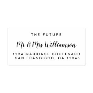Chic Script Future Mr Mrs Wedding Return Address Rubber Stamp