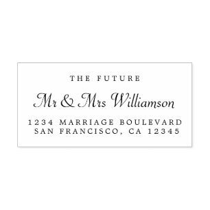 Chic Script Future Mr Mrs Wedding Return Address Rubber Stamp