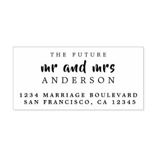 Chic Script Future Mr Mrs Wedding Return Address Rubber Stamp