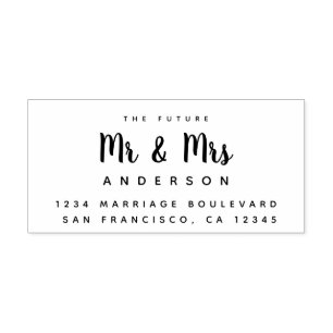 Chic Script Future Mr Mrs Wedding Return Address Self-inking Stamp