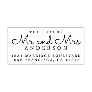 Chic Script Future Mr Mrs Wedding Return Address Self-inking Stamp