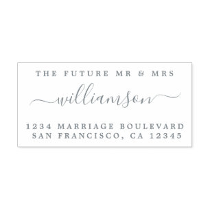 Chic Script Future Mr Mrs Wedding Return Address Self-inking Stamp