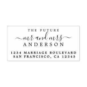 Chic Script Future Mr Mrs Wedding Return Address Self-inking Stamp