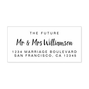 Chic Script Future Mr Mrs Wedding Return Address Self-inking Stamp