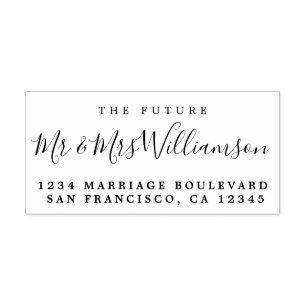 Chic Script Future Mr Mrs Wedding Return Address Self-inking Stamp