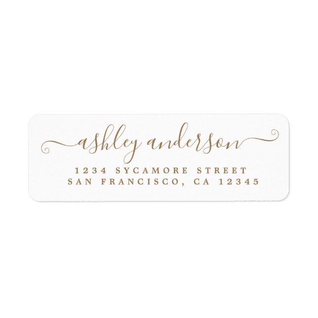 Chic Script Gold Ink Name Return Address Label (Front)