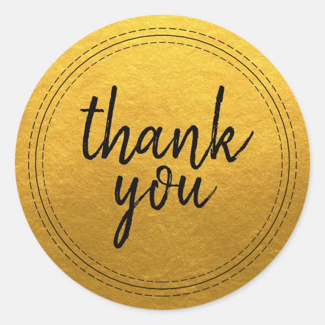Chic Script Gold Thank You Gift Label (Front)
