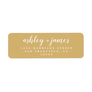 Chic Script Gold Yellow Wedding Return Address Label