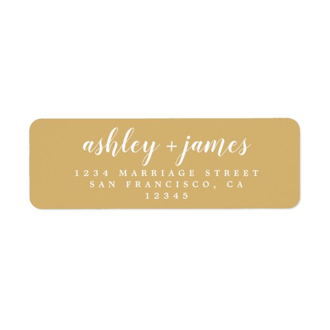 Chic Script Gold Yellow Wedding Return Address Label (Front)