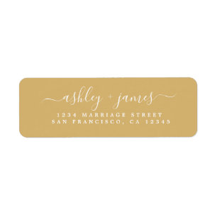 Chic Script Gold Yellow Wedding Return Address Return Address Label