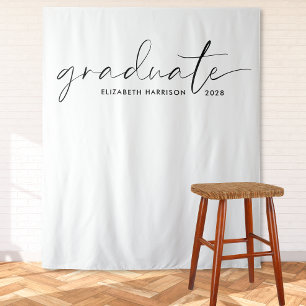Chic Script Graduation Backdrop Tapestry