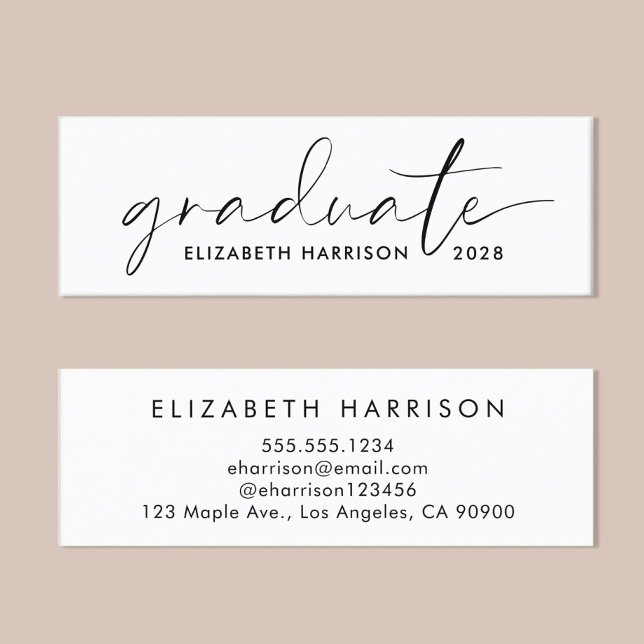 Chic Script Graduation Name  Mini Business Card (Creator Uploaded)